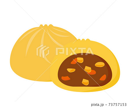 中華まんのベクターイラスト カレーまん 中華まんのベクターイラスト カレーまん 73757153