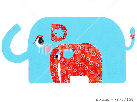 コラージュ ぞうの親子のイラスト素材
