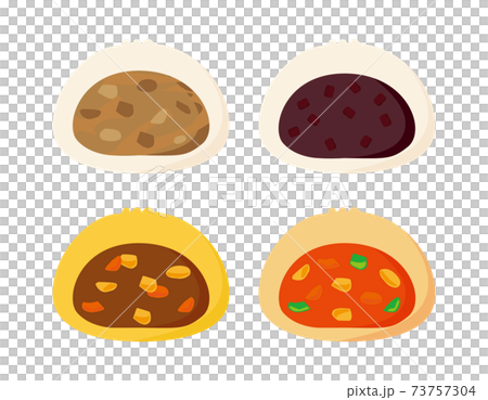 中華まんのベクターイラスト　肉まん　豚まん　 73757304