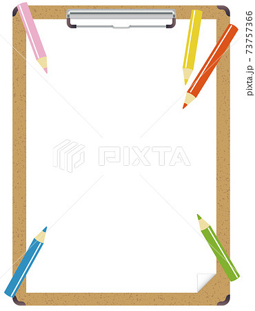 コルクボード メッセージボード 色鉛筆 バインダー テキストスペース 縦向きのイラスト素材