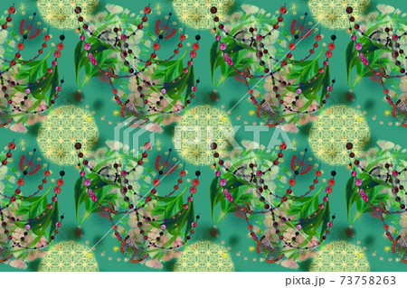 ピンク色のストックフラワーブーケとレースと真珠の首飾りのパターンイラスト ピンク色のストックフラワーブーケとレースと真珠の首飾りのパターンイラスト 73758263