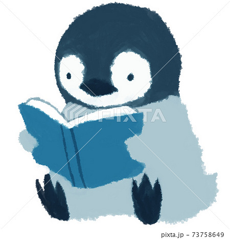 読書 赤ちゃんペンギンのイラスト素材