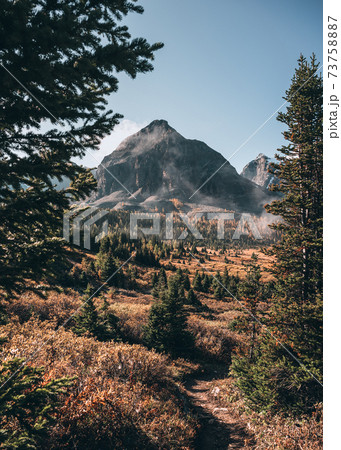 Rocky mountains with foggy in autumn forest at Assiniboine Provincial Park Rocky mountains with foggy in autumn forest at Assiniboine Provincial Park 73758887