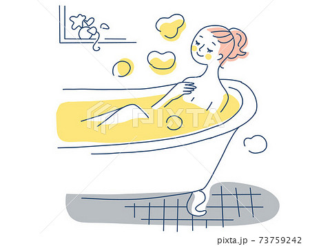 お風呂でリラックスする女性のイラスト素材