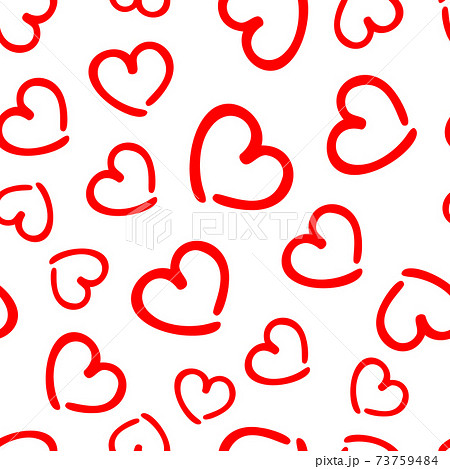 Abstract seamless pattern, background. Curl hearts drawn by red felt tip pen 73759484