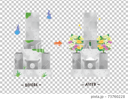 Illustration of grave cleaning with a casual touch and a watercolor touch Illustration of grave cleaning with a casual touch and a watercolor touch 73760228