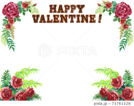 アナログ水彩バレンタインカードバラの花のイラスト素材