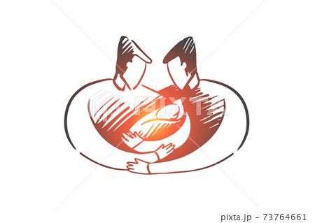 Father, newborn, family, homosexual concept. Hand drawn isolated vector. Father, newborn, family, homosexual concept. Hand drawn isolated vector. 73764661