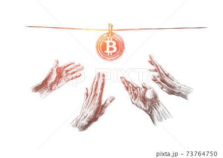 Bitcoin, exchange, mining, technology, finance concept. Hand drawn isolated vector. 73764750