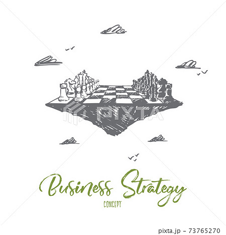 Business strategy, chess, tactics, competition, confrontation concept. Hand drawn isolated vector. Business strategy, chess, tactics, competition, confrontation concept. Hand drawn isolated vector. 73765270