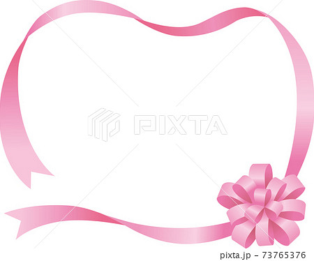 華やかなリボンフレーム四角 ピンク のイラスト素材