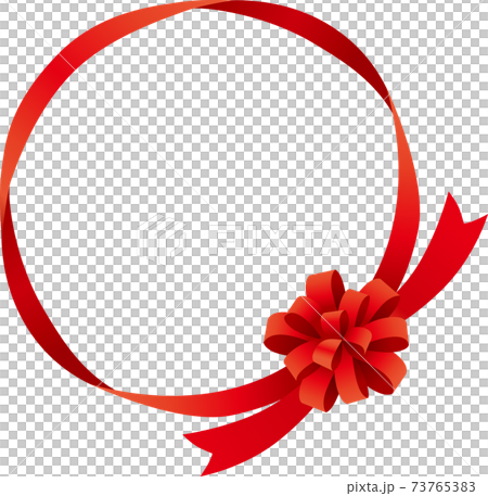 Gorgeous ribbon frame circle (red) - Stock Illustration [73765383] - PIXTA