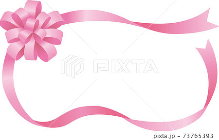華やかなリボンフレーム四角 ピンク のイラスト素材
