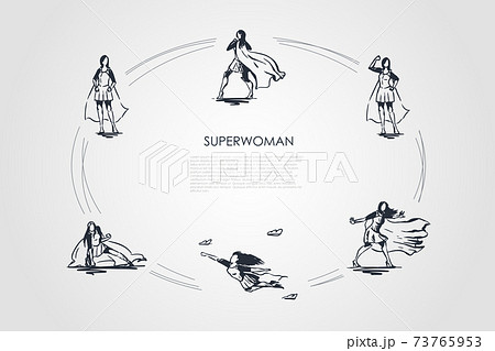 Superwoman Woman In Superman Costume And On のイラスト素材