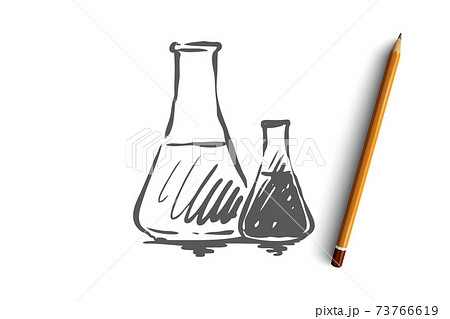 Chemistry, flask, science, laboratory, glass concept. Hand drawn isolated vector. Chemistry, flask, science, laboratory, glass concept. Hand drawn isolated vector. 73766619