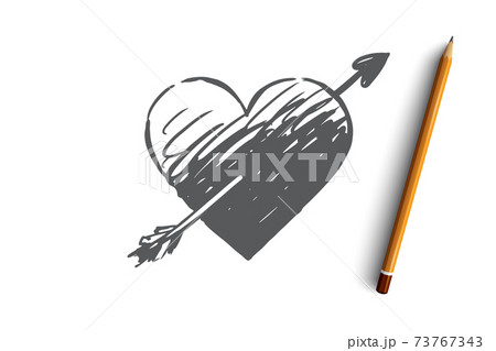 Love, heart, arrow, romantic, Valentine concept. Hand drawn isolated vector. 73767343