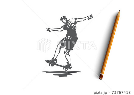 Skateboard, activity, board, skate, skating concept. Hand drawn isolated vector. Skateboard, activity, board, skate, skating concept. Hand drawn isolated vector. 73767418