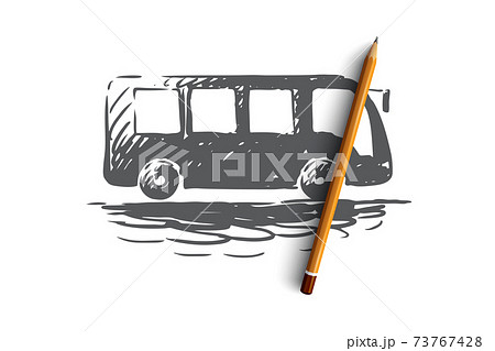 Shuttle, car, transportation, vehicle, bus concept. Hand drawn isolated vector. 73767428