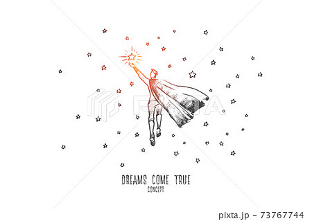 Dreams Come True Concept Hand Drawn Isolated のイラスト素材