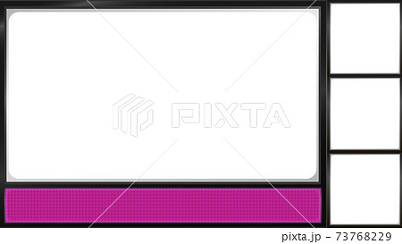 電光掲示板風の画面枠 4人プレイ用 ピンク ゲーム実況 配信用のイラスト素材