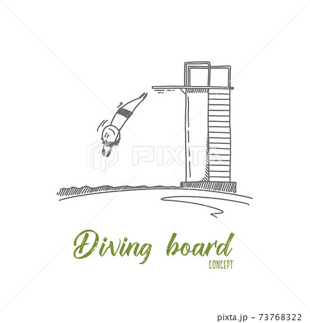 Diving Board Concept Hand Drawn Isolated Vectorã®ã‚¤ãƒ©ã‚¹ãƒˆç´ æ 73768322 Pixta