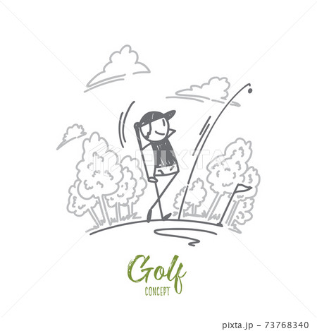Golf Concept Hand Drawn Isolated Vector Stock Illustration
