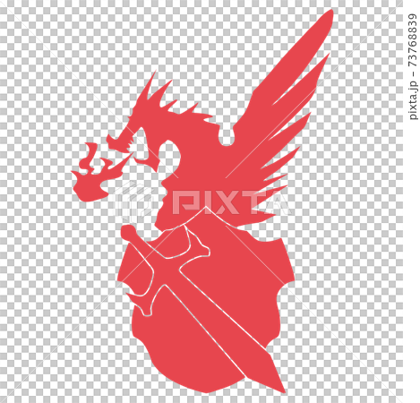 火を吐くドラゴンの紋章_剣と盾 火を吐くドラゴンの紋章_剣と盾 73768839