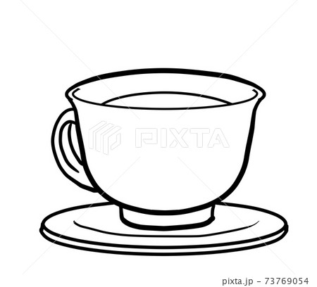 Line Art Of Tea Cup - Stock Illustration [73769054] - Pixta
