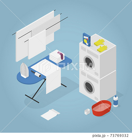 Isometric Home Laundry Illustration Isometric Home Laundry Illustration 73769332
