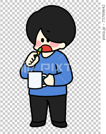 サプリメントを飲む男性のイラスト素材