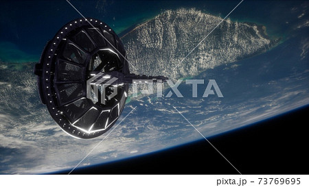 futuristic Space satellite orbiting the earth futuristic Space satellite orbiting the earth 73769695