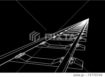 The railway going forward. 3d vector illustration on a black 73770740