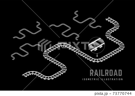 The railway isomteric. 3d vector illustration on a black 73770744