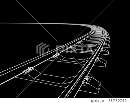 The railway going forward. 3d vector illustration on a black 73770745