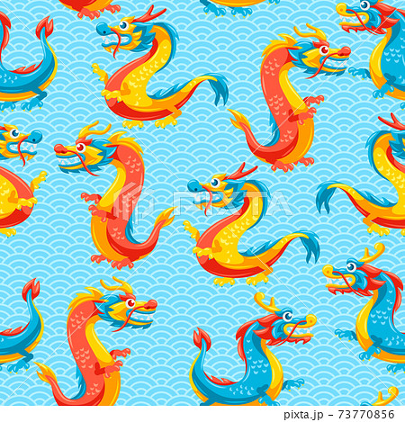 Seamless pattern with Chinese dragons. Seamless pattern with Chinese dragons. 73770856