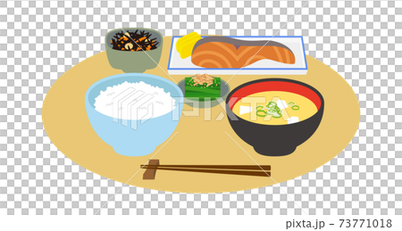 和食、一汁三菜のイラスト 73771018