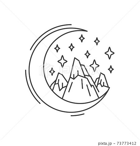 New moon and night mountain New moon and night mountain 73773412