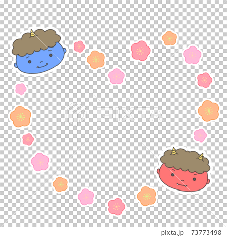 Cute demon face Setsubun plum heart frame 73773498