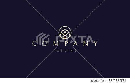Vector golden logo on which an abstract image of a lotus flower bud in a circle. Vector golden logo on which an abstract image of a lotus flower bud in a circle. 73773571