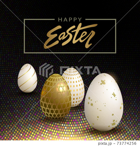 Easter eggs with a pattern, a composition of a black shade with a bright mosaic Easter eggs with a pattern, a composition of a black shade with a bright mosaic 73774256