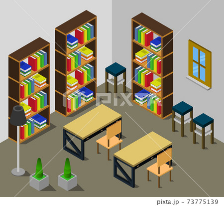 isometric library room 73775139