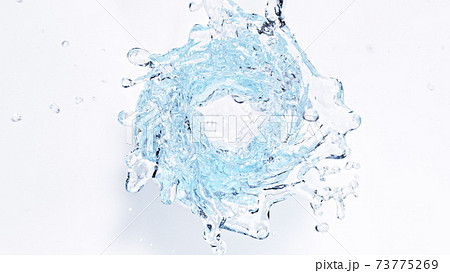 Splashes of water in the form of a swirling vortex 73775269