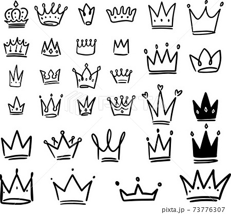 Set of crown illustrations in sketching style. Corona symbols. Tiara icons. Set of crown illustrations in sketching style. Corona symbols. Tiara icons. 73776307