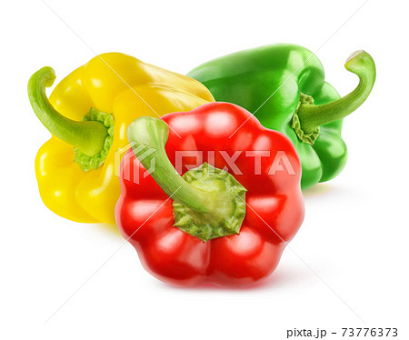 Isolated multicolored bell peppers Isolated multicolored bell peppers 73776373