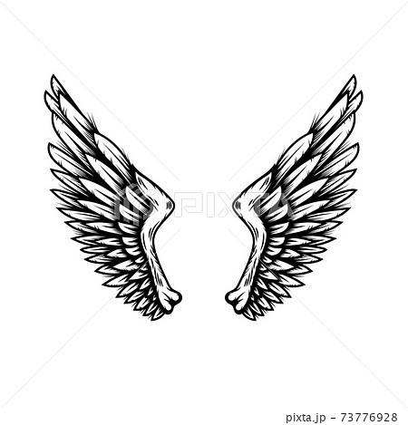 Angel wings in tattoo style isolated on white... - Stock Illustration  [73776928] - PIXTA