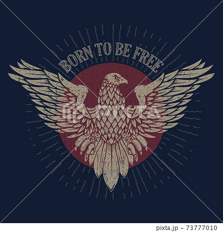 Born To Be Free Eagle Illustration On Grunge のイラスト素材