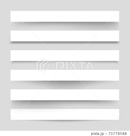 Set of white blank paper scraps with shadows. Page dividers on gray background. Realistic 73778588