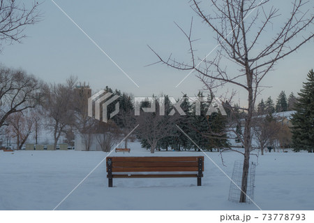 雪の中のベンチ 73778793