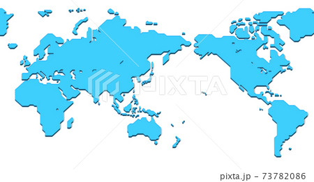 世界地図 影あり 簡略化されたアウトラインの世界地図 のイラスト素材