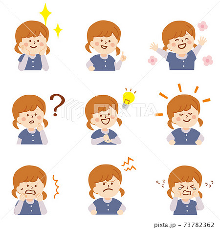 幼い女の子の表情のイラスト 73782362